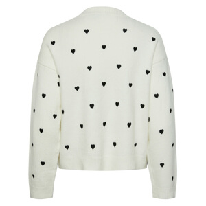 Pieces Flira Embroidered Hearts Knitted Pullover